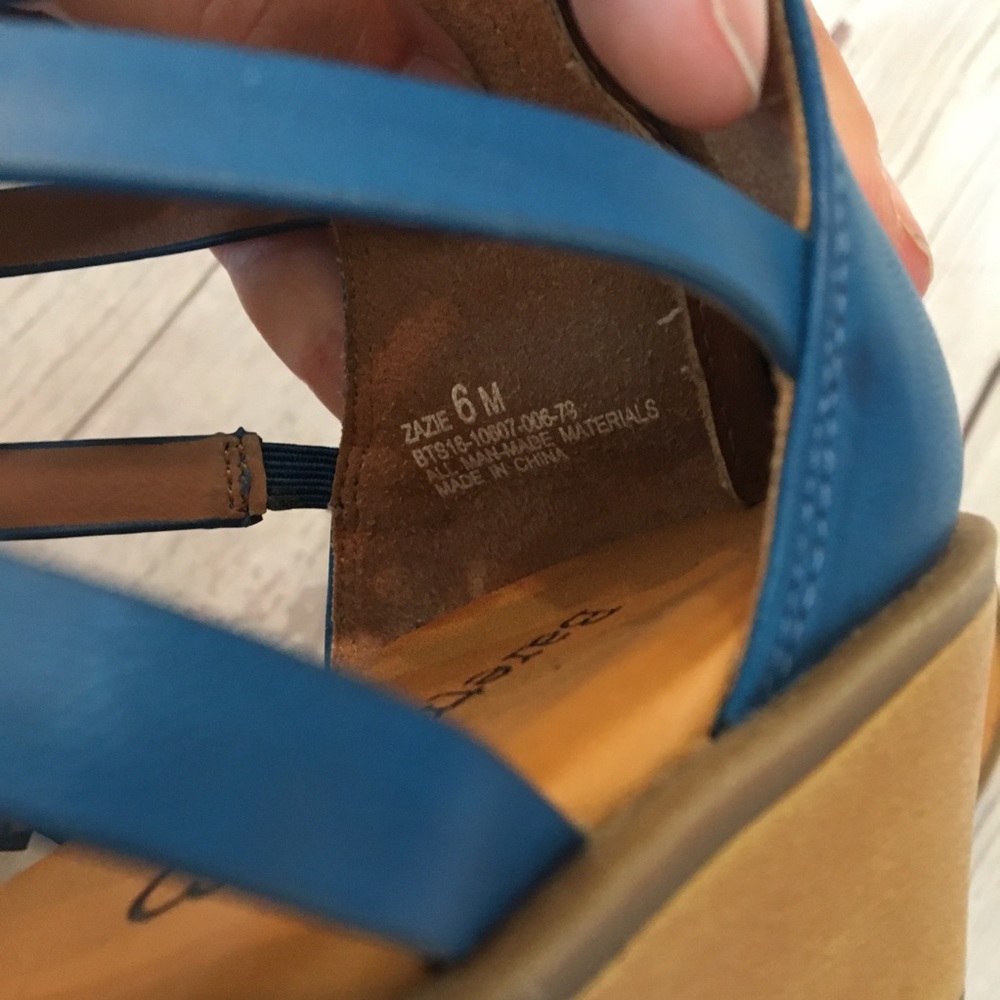 Baretraps Zazie Blue Leather Studded Wedge Strappy Comfort Sandals 6 - Picture 8 of 8